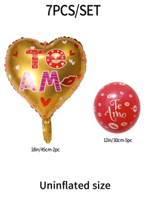 7pcs/Set Spanish 'I Love You' Heart Shaped Aluminum Foil Balloons & Latex Balloons, Perfect For Proposal, Wedding, Valentine'S Day, Party, Decoration - Gold - View 3