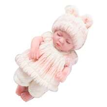11.4 Inch Realistic Silicone Baby Doll For Soothing & Pretend Play, Perfect Birthday Gift For Kids, With Fashionable Clothes & Accessories, Good Companion For Little Girls Asleep - Pink Plush Cute Face With Eyes Closed - View 2