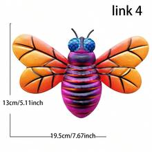 1入組戶外裝飾蜜蜂形狀的金屬飾品吊飾,有4種顏色可選,可掛在牆上或花園裡作為禮物 - 彩色 - 查看 5