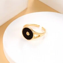 1pc Punk Style Vintage Gold-Color Open Ring For Men & Women, Jewelry Couple Accessory - Gold - View 5