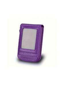 1PC Women Credit Card Wallet,Multi Card Case Wallet With ID Window,Zipper Card Cases Holder For Women - Purple - View 4