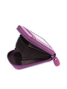 1PC Women Credit Card Wallet,Multi Card Case Wallet With ID Window,Zipper Card Cases Holder For Women - Purple - View 2