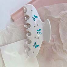 新款髮飾，莫里亞迪鑽石蝴蝶夾，優雅醋酸髮夾，髮髻托架，髮夾 - 白色 - 查看 2