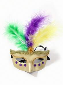 1入組通用狂歡節化妝舞會面具,用於服裝裝飾 - 金色 - 查看 1