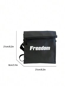 兒童兩用肩背包、斜背包、背包,搭配休閒字母印花,適合男孩女孩 - 黑色 - 查看 3