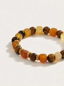 Natural Tiger's Eye & Jade Beaded Bracelet - Green - View 4