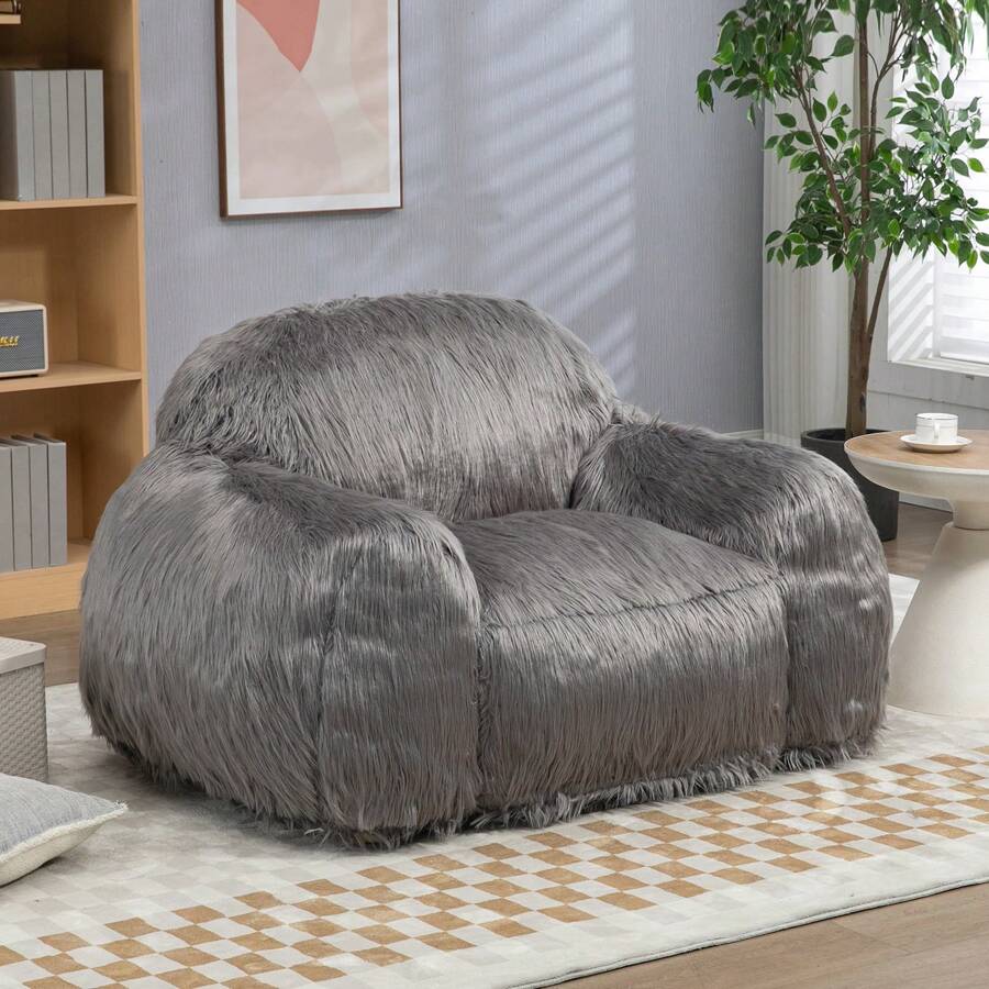 WellMall Plush Bean Bag Chair ,Comfortable Lazy Sofa Bean Bag Chairs With Large Armrests Filled With High-Density Foam And High-Elasticity Cotton, Modern Focus Accent Chair For Living Room, Bedroom