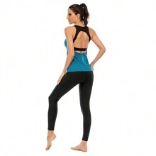 具有减震功能的运动背心，适合跑步、健身和瑜伽 - 水鴨藍 - 查看 6