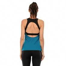 具有减震功能的运动背心，适合跑步、健身和瑜伽 - 水鴨藍 - 查看 5