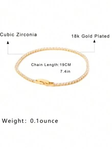 FICCINO Ficcino Gold-Plated Cubic Zirconia Set Square Buckle Bracelet, Simple But Elegant Women's Bracelet For Daily Wear
