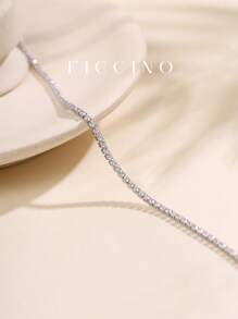 FICCINO Ficcino Gold-Plated Cubic Zirconia Set Square Buckle Bracelet, Simple But Elegant Women's Bracelet For Daily Wear