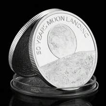 1枚美國登月50周年紀念銀鍍紀念幣創意禮品紀念幣挑戰幣 - 銀色 - 查看 1