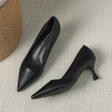 New Arrival Nude Color High Heels For Women, Thin Heel & Pointed Toe, Comfortable And Elegant Pumps For Office Work, Black Color Also Available - Black - View 3