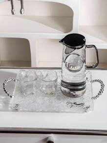 一個高端亞克力托盤,輕奢水漣矩形設計托盤,適用於客廳杯子收納