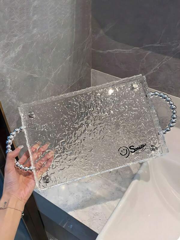 One High-End Acrylic Tray, Light Luxury Water Ripple Design Rectangular Tray, Suitable For Living Room Cup Storage