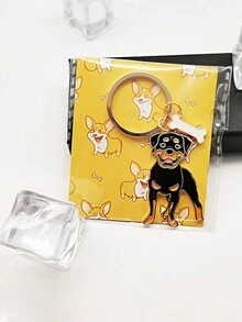 1 Pieza Llavero Con Forma De Rottweiler, Accesorios Portátiles Creativos Para Llaves, Regalo Creativo - Negro - Ver 3