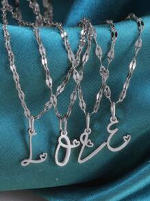 Magic Fish 1個金色不銹鋼唇形項鍊,附有a-z26英文字母吊墜,適用於名字首字母、情人節、新年贈禮 - 金黃色 - 查看 10