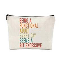 1pc Funny & Sarcastic Wreath & Text Print Makeup Bag, Large Capacity Cosmetic Organizer, Portable Toiletry Bag, Travel Storage Bag - Multicolor - View 4