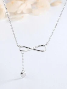 1pc Delicate 925 Sterling Silver Japanese Style Small Heart Pendant Necklace, Collarbone Chain, Uncommon Design, Perfect For Women's Daily Wear - YW1413 - View 6