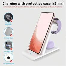 升级版三合一无线充电器。升级智能芯片版本，带磁性版本。无线充电器兼容三星，三合一充电站适用于磁性 Galaxy Watch 6/5/5 Pro/4 Active 2/1 Galaxy S23/Ultra/S23+/S22/Note 20/10/Z Flip 5/4 Fold 5/4 Galaxy Buds 2/2 Pro/Live 多设备..带快速充电线，支持无线快速充电。多功能保护，快速充电不损害设备。ABS 材质，坚固耐用。可同时为手机、无线耳机和智能手表充电。桌上不再有凌乱的充电线。适合情人节礼物/新年礼物。（白色） - 白色 - 查看 7