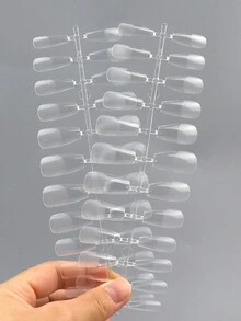 120 件/袋 透明無痕按壓半/全罩磨砂短芭蕾/加長人造指甲,易於佩戴 - 無色 - 查看 3