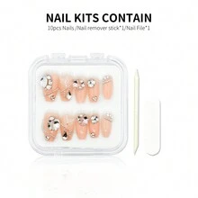 LASHIDOL Hình dán nghệ thuật móng tay , Đẹp Và Bền chặt , Lâu dài , Nâng cao Đồ treo , Lung linh , Hoàn chỉnh Bộ , Phong cách châu Âu Với Pha lê , Phù hợp Với Thạch Gel , Thích hợp Đối với Hằng ngày - Hồng - Xem 2