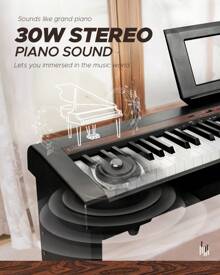 Starfavor SP-150W With Stand Digital Piano,88 Key Weighted Keyboard With Hammer Action,2x30W Speakers,Triple Pedal,Piano 88 Keys With Wood Grain Pattern Portable Electric Piano Keyboard For Beginners - 黑色 - 查看 7