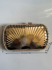 女士迷你晚宴包镜面金属手拿包个性盒子包时尚斜挎方形包 - 金色 - 查看 3