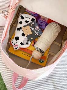 粉色时尚大容量笔记本电脑背包轻便休闲背包，适合旅行、工作、徒步旅行、防水大学书包校园电脑背包，可装学校用品或节日礼物 - 粉色 - 查看 5