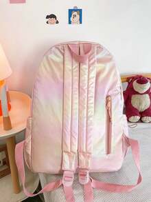 粉色时尚大容量笔记本电脑背包轻便休闲背包，适合旅行、工作、徒步旅行、防水大学书包校园电脑背包，可装学校用品或节日礼物 - 粉色 - 查看 2