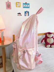 粉色时尚大容量笔记本电脑背包轻便休闲背包，适合旅行、工作、徒步旅行、防水大学书包校园电脑背包，可装学校用品或节日礼物 - 粉色 - 查看 3