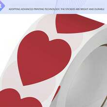 1 卷/500 张心形自粘贴纸标签适用于情人节礼物包装、婚礼派对、装饰密封贴纸