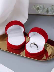 1pc Creative Vintage Blue Round Dome Shaped Engagement Ring Box With Heart Decor For Valentine'S Day,Gift For Valentine's Day - Red - View 7