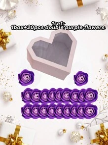 Diy 肥皂花玫瑰粉色心形禮盒,用於包裝鮮花、新娘中心裝飾、新娘淋浴派對家居房間裝飾 - 紅色盒裝 - 查看 8