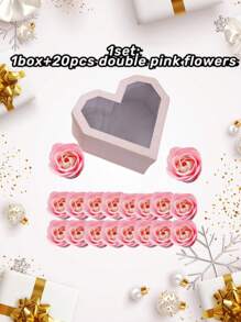 Diy 肥皂花玫瑰粉色心形禮盒,用於包裝鮮花、新娘中心裝飾、新娘淋浴派對家居房間裝飾 - 紅色盒裝 - 查看 6