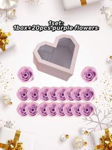 Diy 肥皂花玫瑰粉色心形禮盒,用於包裝鮮花、新娘中心裝飾、新娘淋浴派對家居房間裝飾 - 紅色盒裝 - 查看 7