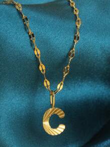 Magic Fish 1個金色不銹鋼唇形項鍊,附有a-z26英文字母吊墜,適用於名字首字母、情人節、新年贈禮 - 金黃色 - 查看 36