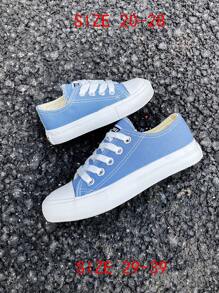 OPOEE 儿童帆布鞋，春秋季，韩版风格，简约，男女童款，时尚，低帮，休闲，运动，经典，百搭，儿童滑板鞋 - 淺藍色 - 查看 5