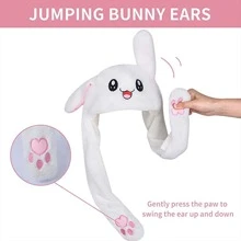 LED發光毛絨兔帽，帶有有趣發光和移動耳朵，適用於女性，萬聖節服裝，聖誕派對，感恩節派對，生日禮物（手持式卡式面板，配有白色破裂標籤以啟動LED燈） - 白色 - 查看 4