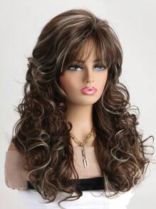 20 Inch Women's Fashion Wavy Ombre Synthetic Wig With Bangs, Fluffy Natural Look, Suitable For Daily Wear, Festivals, Weddings, Parties, Halloween - Multicolor - View 4