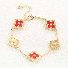 1只雙面雕花時尚鏈條派對手鍊女款 - 鏤空雕花紅色 - 查看 15