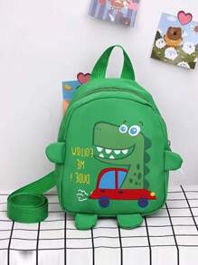 Children's Backpack Anti-Lost Cute Dinosaur Backpack For Travel, School, Outdoor Activities - Green - View 2