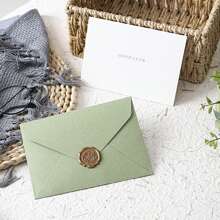 生日賀卡信封套裝、情人節手寫卡信封套裝、新年賀詞手寫卡信封套裝,1個信封+1張卡片+1個繪畫印章,祝福卡：新年快樂卡/愛你卡/生日快樂卡/最美好的祝福卡/感謝卡/祝好運卡 - 酪梨綠 - 查看 6