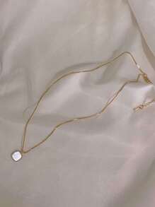 1 件简约甜美女士项链，独特设计，锁骨链配饰，不锈钢材质，不易褪色 - 銀色 - 查看 4