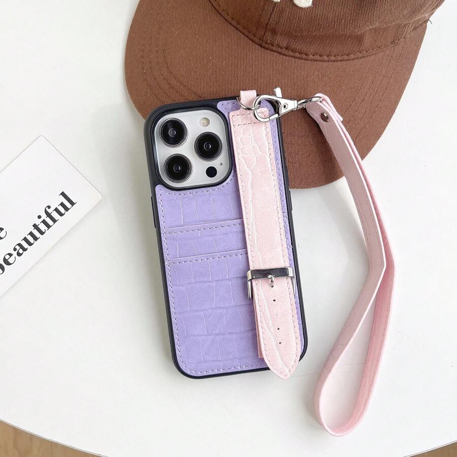 With Phone Charm Holder IPhone15 Series Multifunctional Crocodile Protective Case Is Suitable For All IPhone13/14/12/11 Series - Purple - View 1