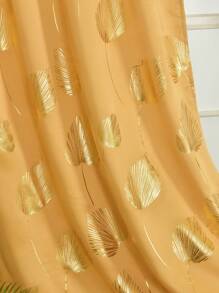 1片豪華保暖隔熱遮光窗簾,帶有金箔印刷 - 黃色 - 查看 6