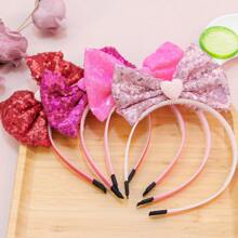 1pc Fashionable & Lovely Princess Style Korean Headband With Sequins, 3d Bowknot, Hearts & Flowers Design For Women'S Photography, Valentine'S Day & Other Festivals, Stage Performance - Red - View 2