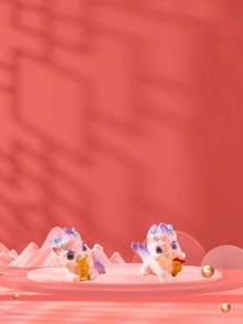 2pcs Miniature Landscape Lucky Beast Dragon Figurines Creative Dragon Year Desk, Car, Home Decorations(Pink&White) - Multicolor - View 4