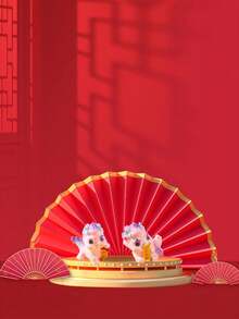 2pcs Miniature Landscape Lucky Beast Dragon Figurines Creative Dragon Year Desk, Car, Home Decorations(Pink&White) - Multicolor - View 3