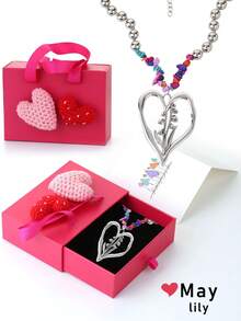 1件復古綠松石鋅合金銀色心形吊墜項鏈,代表12月份的含義,適合情人節,假期和日常穿戴,禮盒包裝 - 復古大愛心形狀12個月意義 - 查看 20